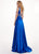 Rachel Allan - 6510 Beaded V-neck Stretch Satin A-line Dress