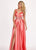 Rachel Allan - 6510 Beaded V-neck Stretch Satin A-line Dress In Pink