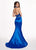 Rachel Allan - 6511 Beaded Halter Taffeta Two-Piece Mermaid Gown In Blue