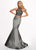 Rachel Allan - 6511 Beaded Halter Taffeta Two-Piece Mermaid Gown In Silver and Gray