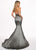Rachel Allan - 6511 Beaded Halter Taffeta Two-Piece Mermaid Gown In Silver and Gray