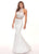 Rachel Allan - 6511 Beaded Halter Taffeta Two-Piece Mermaid Gown In White and Pink