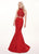 Rachel Allan - 6511 Beaded Halter Taffeta Two-Piece Mermaid Gown In Red