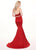 Rachel Allan - 6511 Beaded Halter Taffeta Two-Piece Mermaid Gown In Red
