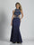 Dave & Johnny - A6512 High Halter Neck Beaded Mermaid Gown in Blue