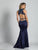 Dave & Johnny - A6512 High Halter Neck Beaded Mermaid Gown in Blue