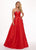Rachel Allan - 6514 Beaded Halter Shimmer Dupioni A-line Dress In Red