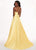 Rachel Allan - 6514 Beaded Halter Shimmer Dupioni A-line Dress In Yellow