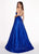 Rachel Allan - 6514 Beaded Halter Shimmer Dupioni A-line Dress In Blue