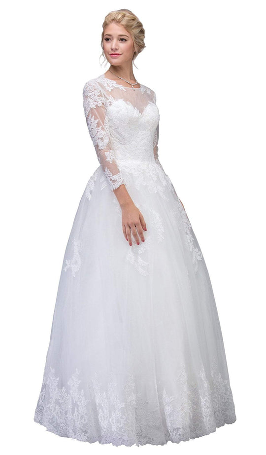 Lace Long Sleeve Wedding Evening Gown