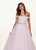 Rachel Allan - 6516 Lace Accent Choker Off Shoulder A-Line gown In White and Pink