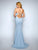 Nina Canacci - 6516 Plunging V-Neck Trumpet Evening Dress In Blue