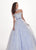 Rachel Allan - 6516 Lace Accent Choker Off Shoulder A-Line gown In White and Purple