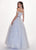 Rachel Allan - 6516 Lace Accent Choker Off Shoulder A-Line gown In White and Purple