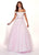 Rachel Allan - 6516 Lace Accent Choker Off Shoulder A-Line gown In White and Pink