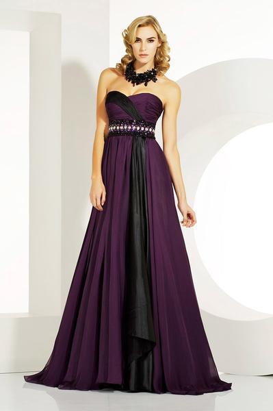 MNM COUTURE - Bejeweled Sweetheart A-line Dress 6516 In Purple