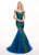 Rachel Allan - 6518 Two-Toned Metallic Off Shoulder Trumpet Gown In Blue and Green