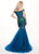 Rachel Allan - 6518 Two-Toned Metallic Off Shoulder Trumpet Gown In Blue and Green