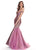 Rachel Allan - 6518 Two-Toned Metallic Off Shoulder Trumpet Gown In Pink and Neutral