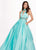 Rachel Allan - 6528 Beaded Midriff Cutout Bodice Gown In Green and Blue