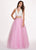 Rachel Allan - 6524 Two Piece Halter Ballgown Ruffles Dress with Choker In White And Pink