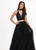 Rachel Allan - 6524 Two Piece Halter Ballgown Ruffles Dress with Choker In Black