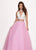 Rachel Allan - 6524 Two Piece Halter Ballgown Ruffles Dress with Choker In White And Pink