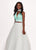 Rachel Allan - 6524 Two Piece Halter Ballgown Ruffles Dress with Choker In Green And White