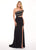 Rachel Allan - 6525 Beaded Off-Shoulder Jersey Trumpet Dress in Black