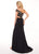 Rachel Allan - 6525 Beaded Off-Shoulder Jersey Trumpet Dress in Black