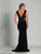 Dave & Johnny - A6526 V-neck Fitted Lace Gown in Black