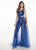 Rachel Allan - 6527 Asymmetrical Jumpsuit with Overlay In Blue