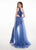 Rachel Allan - 6527 Asymmetrical Jumpsuit with Overlay In Blue