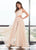 Rachel Allan - 6527 Asymmetrical Jumpsuit with Overlay In Nude