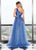 Rachel Allan - 6527 Asymmetrical Jumpsuit with Overlay In Blue