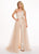 Rachel Allan - 6527 Asymmetrical Jumpsuit with Overlay In Nude