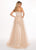 Rachel Allan - 6527 Asymmetrical Jumpsuit with Overlay In Nude