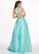 Rachel Allan - 6528 Beaded Midriff Cutout Bodice Gown In Green and Blue