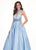Rachel Allan - 6528 Beaded Midriff Cutout Bodice Gown In Blue