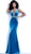 Jovani - 65307 Beaded Deep Halter V-neck Embellished Trumpet Dress in Blue