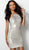 Jovani - 65309 Sequined Backless Sheath Cocktail Dress in Silver