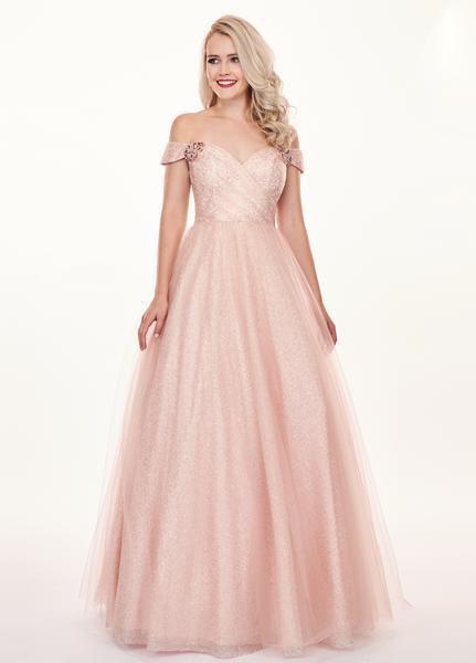 Rachel Allan - 6530 Sequined Off-Shoulder Tulle Ballgown In Pink
