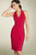 Adrianna Papell - AP1D100018 Halter Pleated Sheath Dress in Red