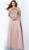 Jovani - 65323 Embellished Plunging V-neck A-line Gown In Pink