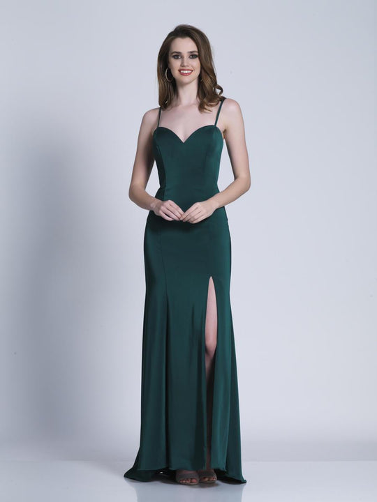 Dave & Johnny - A6533 Slim Strap Sweetheart Sheath Gown in Green