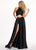Rachel Allan - 6533 Floral Appliqued Two-Piece High Slit Gown In Black