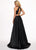 Rachel Allan - 6533 Floral Appliqued Two-Piece High Slit Gown In Black