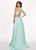 Rachel Allan - 6533 Floral Appliqued Two-Piece High Slit Gown In Green