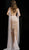 Jovani - 65346 Long Fringe Deep V-neck Tiered Sheath Dress In Pink
