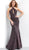 Jovani - 65348 Halter Glitter Jersey Trumpet Dress In Black and Pink